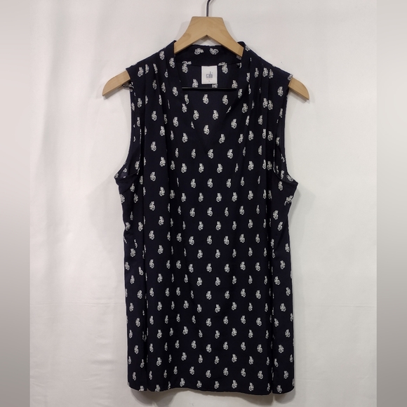 Cabi Momento Blouse Women's L Blue White Casual Comfy Retro 90s Beach Vacation - Picture 3 of 10